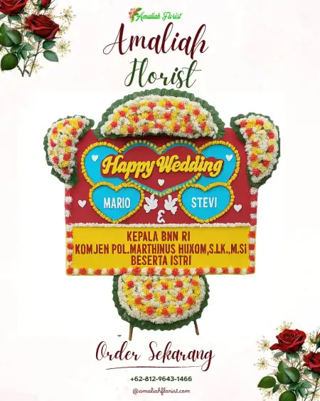 Papan Bunga Pernikahan Batu Majang